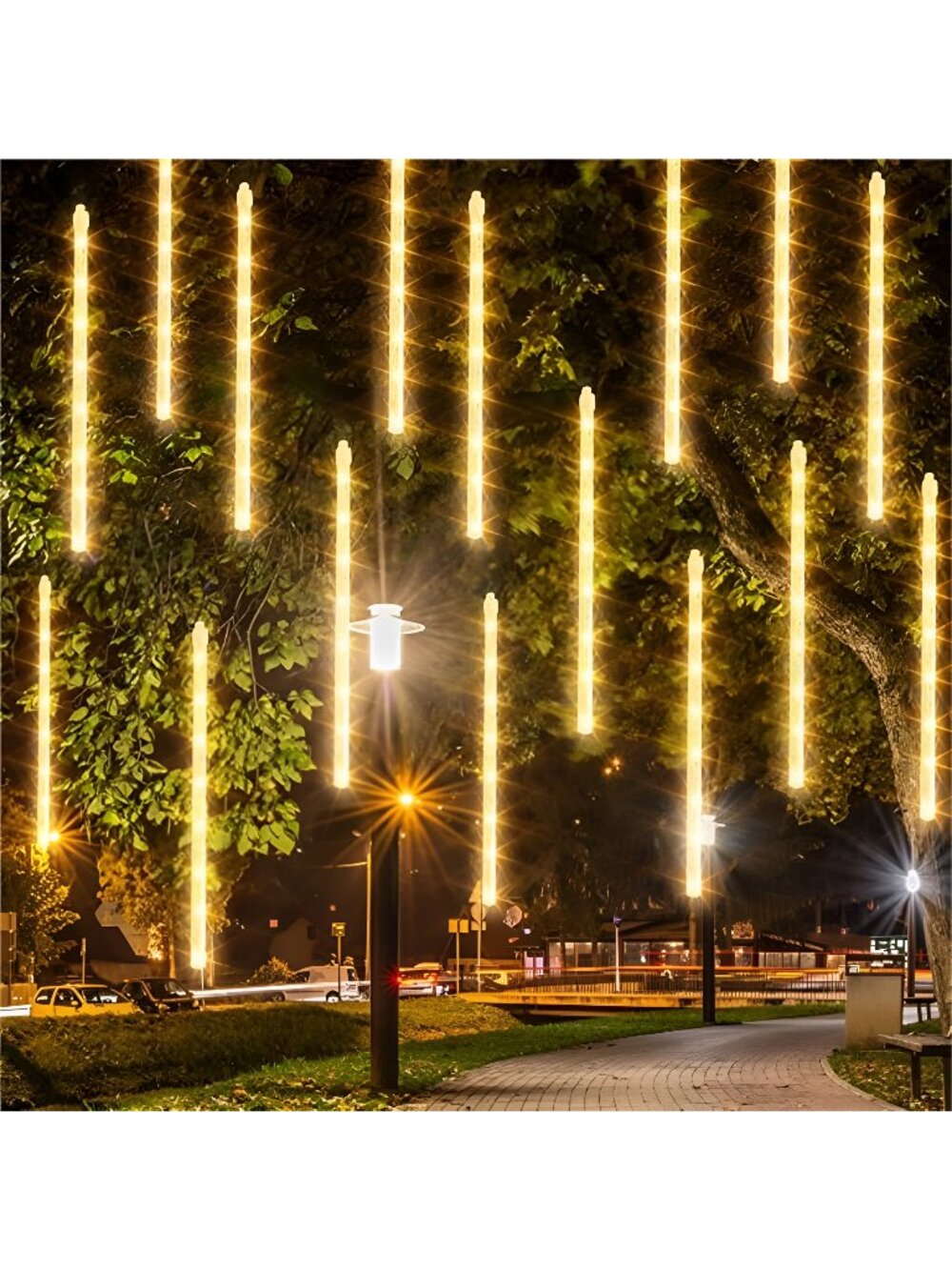 Christmas Lights Outdoor, 288LED Meteor Shower Rain Lights 12 Inch 8 Tubes